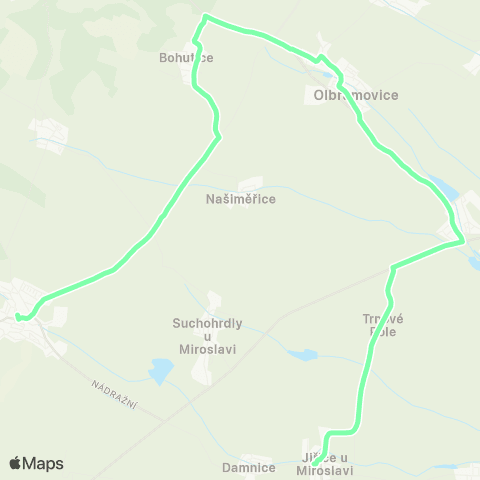 IDS JMK Miroslav - Olbramovice - Branišovice - Jiřice U Miroslavi map
