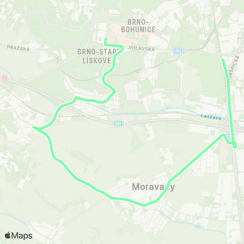 IDS JMK Brno, Ústřední Hřbitov - Moravany - Ostopovice - Brno, Nemocnice Bohunice map
