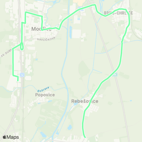 IDS JMK Modřice - Brno - Rebešovice - Rajhradice - Otmarov - Měnín map