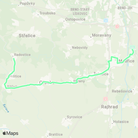 IDS JMK Modřice - Želešice - Ořechov - SilůVky - Radostice map