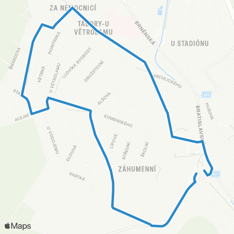 IDS JMK Hustopeče,,Aut.Nádr. - Hustopeče,,Generála Peřiny - Hustopeče,,Zš Komenského - Hustopeče,,Aut.Nádr. map