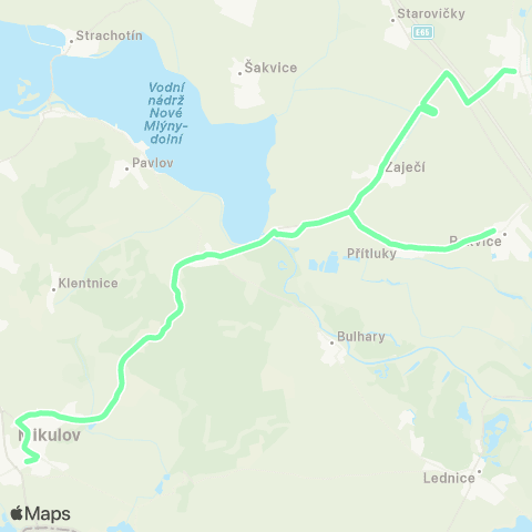 IDS JMK Mikulov - Milovice - Rakvice - Zaječí - Velké Pavlovice map