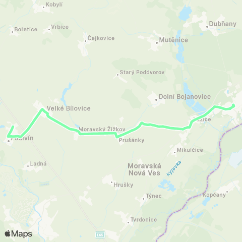 IDS JMK Hodonín - Prušánky - Velké Bílovice - Podivín map