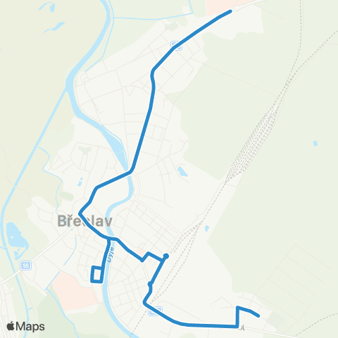 IDS JMK Břeclav: Městský Hřbitov - Náměstí Tgm - Křižovatka Ladná map