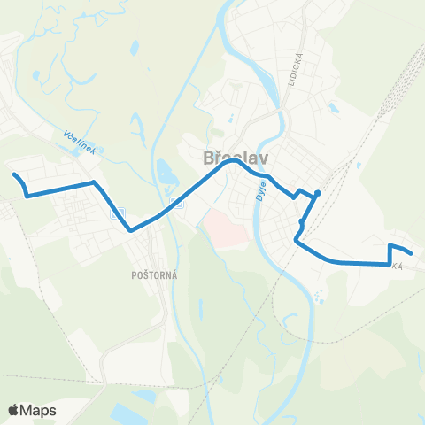 IDS JMK Břeclav: Gumotex - Poštorná map