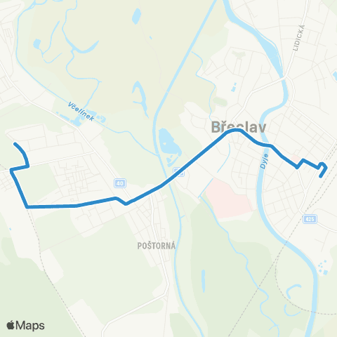 IDS JMK Břeclav: Autobusové Nádraží - Poštorná map