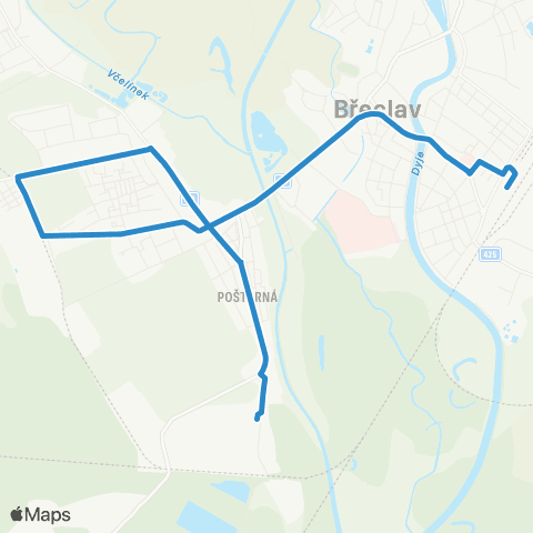 IDS JMK Břeclav: Autobusové Nádraží - Poštorná - Poštorná, Fosfa map