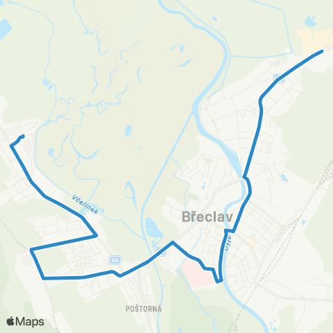 IDS JMK Břeclav: Charvátská Nová Ves - Poštorná - Křižovatka Ladná map