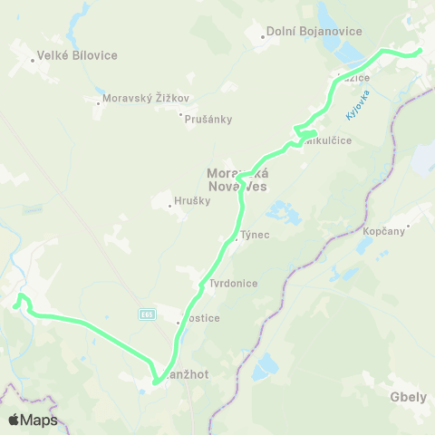 IDS JMK Břeclav - Lanžhot - Tvrdonice - Moravská Nová Ves - Hodonín map