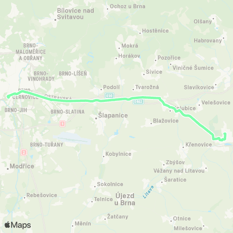 IDS JMK Slavkov U Brna - Holubice - Brno map