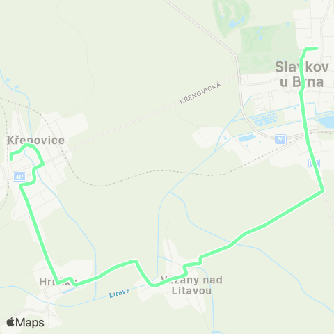 IDS JMK Slavkov U Brna - Vážany Nad Litavou - Křenovice map