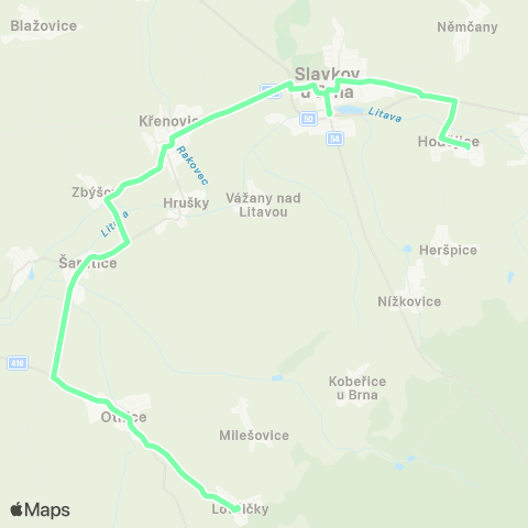 IDS JMK Hodějice - Němčany - Slavkov U Brna - Otnice - Lovčičky map