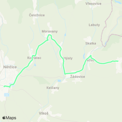 IDS JMK Kyjov - Moravany - Hýsly - Kyjov map
