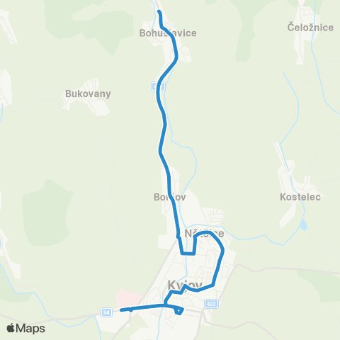 IDS JMK Kyjov: Bohuslavice - Boršov - Újezd - An - Nemocnice map