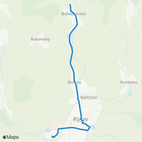 IDS JMK Kyjov: Bohuslavice - Boršov - Gymnázium - An - Nemocnice map