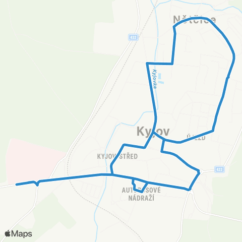 IDS JMK Kyjov: Nemocnice - An - Újezd - Poliklinika - An - Nemocnice map