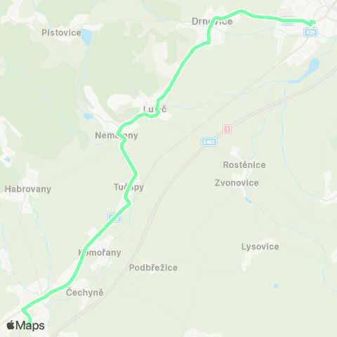 IDS JMK Vyškov - Luleč - Nemojany - Tučapy - Komořany - Rousínov map