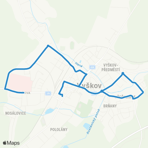 IDS JMK Vyškov: Autobusové Nádraží - Sídl. Osvobození - Poliklinika map