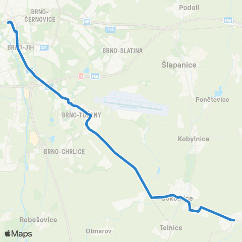 IDS JMK Brno - Sokolnice - Újezd U Brna map