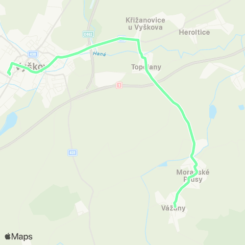 IDS JMK Vyškov - Topolany - Vážany map