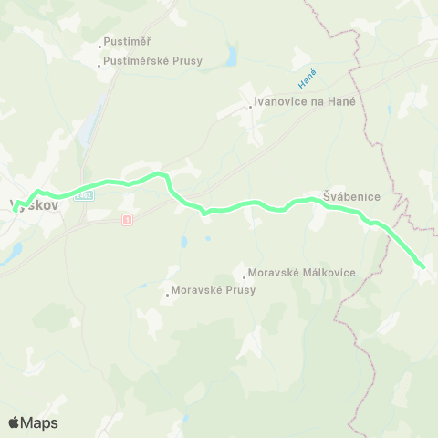 IDS JMK Vyškov - Ivanovice Na Hané - Pačlavice - Morkovice-Slížany map
