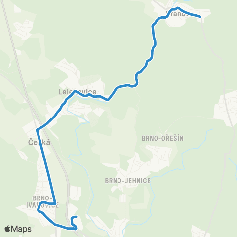 IDS JMK Ivanovice - Lelekovice - Vranov map
