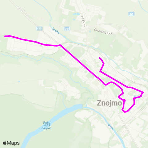 IDS JMK Znojmo: Cínová Hora - Horní Náměstí - Vančurova, Dps map