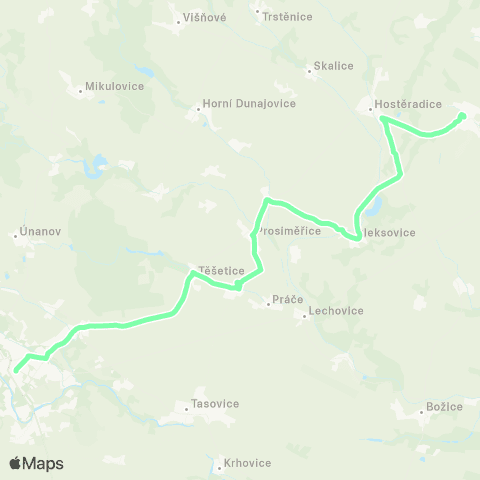 IDS JMK Znojmo - Bantice - Oleksovice - Hostěradice - Miroslav map