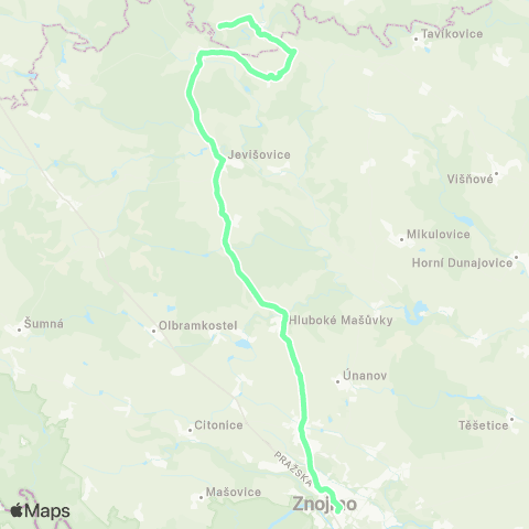 IDS JMK Znojmo - Hluboké MašůVky - Jevišovice - Slatina - Biskupice-Pulkov map