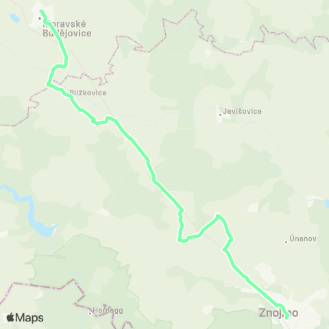 IDS JMK Moravské Budějovice - Vranovská Ves - Znojmo map