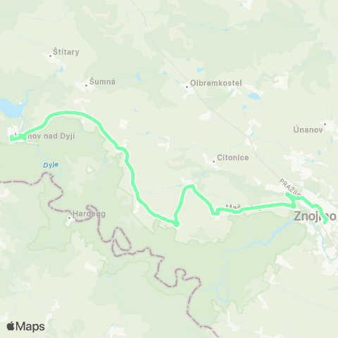 IDS JMK Znojmo - Mašovice - Bezkov - Horní Břečkov - Vranov Nad Dyjí map