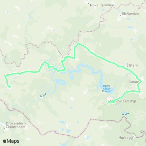 IDS JMK Vranov Nad Dyjí - Lesná - Šumná - Bítov - Lubnice - Dešná map