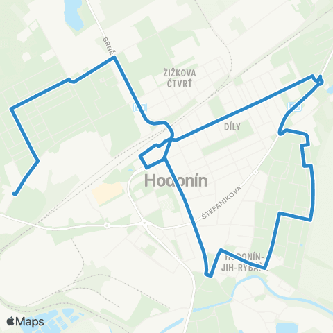 IDS JMK Hodonín: Železniční Stanice - Šumná - Brandlova - Železniční Stanice map