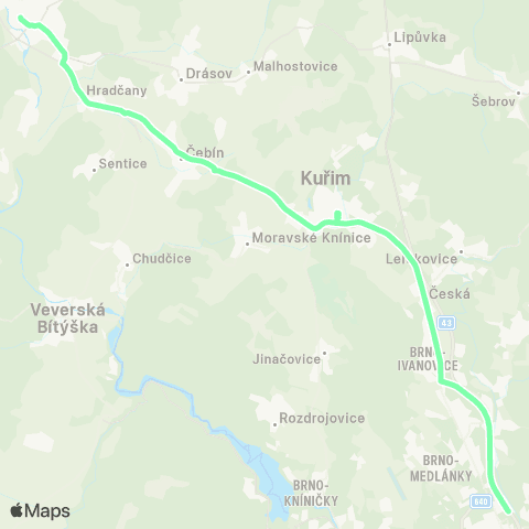 IDS JMK Náhradní Doprava Za Vlak Hrušovany U Brna - Žabčice - Vranovice map