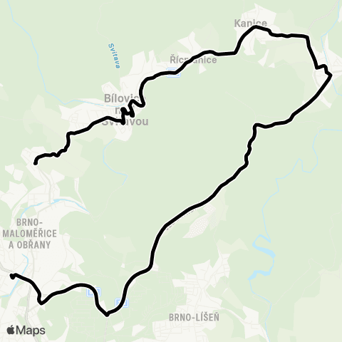 IDS JMK Tomkovo Náměstí – Bílovice Nad Svitavou – Obřany, Sídliště map