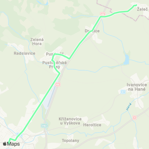 IDS JMK Vyškov - Pustiměř - Drysice - Želeč - Prostějov map