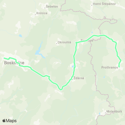 IDS JMK Boskovice - ŽďÁrná - Benešov - Protivanov - Prostějov map