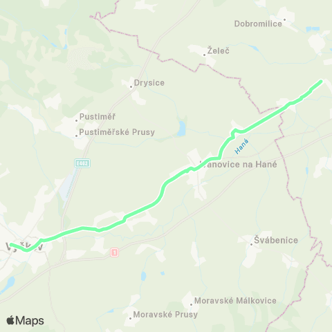 IDS JMK Náhradní Doprava Za Vlak Vyškov - Nezamyslice map