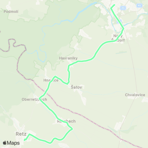 IDS JMK Náhradní Doprava Za Vlak Znojmo - Šatov map
