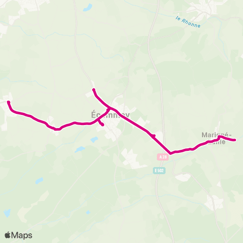 illyGO St-Ouen-en-Belin - Marigné-Laillé via Gare d'Ecommoy map