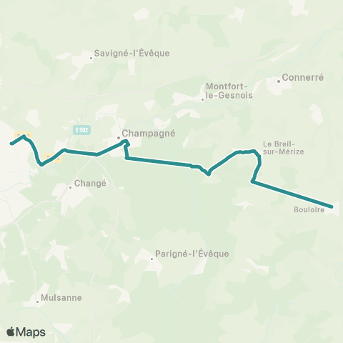 illyGO Bouloire - Gare de Champagné - Le Mans Maillets-Zamenhof T2 map