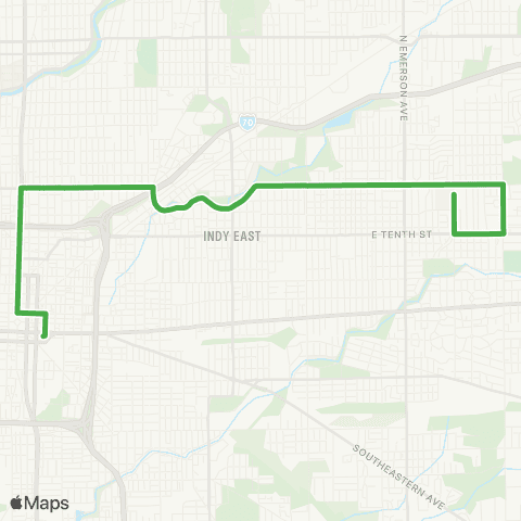 IndyGo East 16th St map
