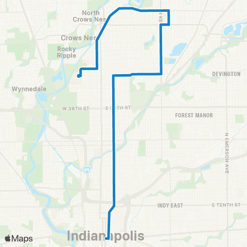IndyGo Broad Ripple map