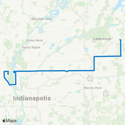 IndyGo 30th Street Crosstown map