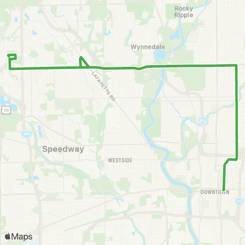 IndyGo West 38th St map