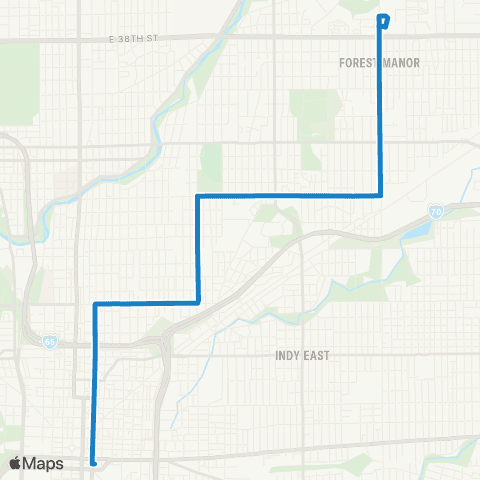 IndyGo East 25th St map