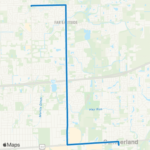 IndyGo Eastside Connector map