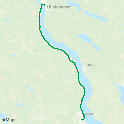 Innlandstrafikk Gjøvik - Biri - Lillehammer map