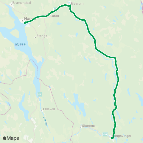 Innlandstrafikk Kongsvinger - Elverum - Hamar map