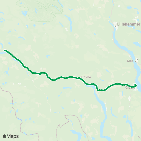 Innlandstrafikk Gjøvik - Dokka - Fagernes map